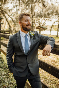 groom with chambray blue tie