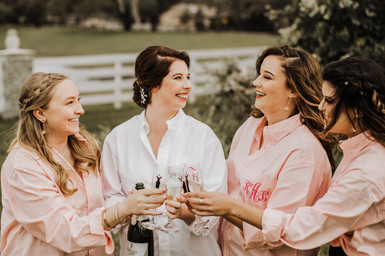 bridal party getting ready toast