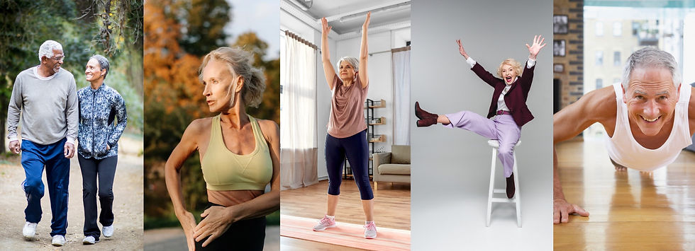 seniors showing a variety of exercising