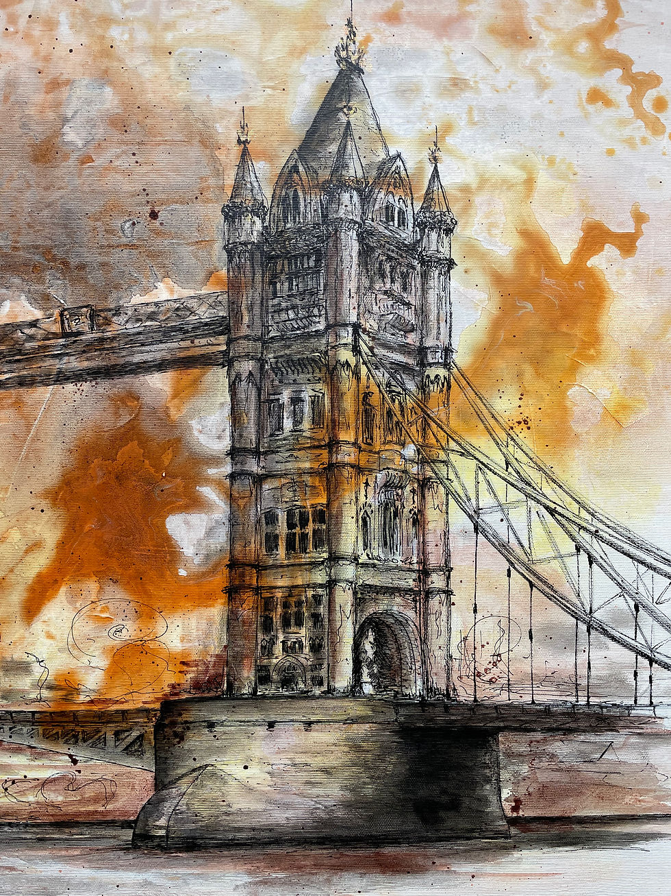 Thumbnail: Tower Bridge - Modern Art - Mixed Media - 100x70cm