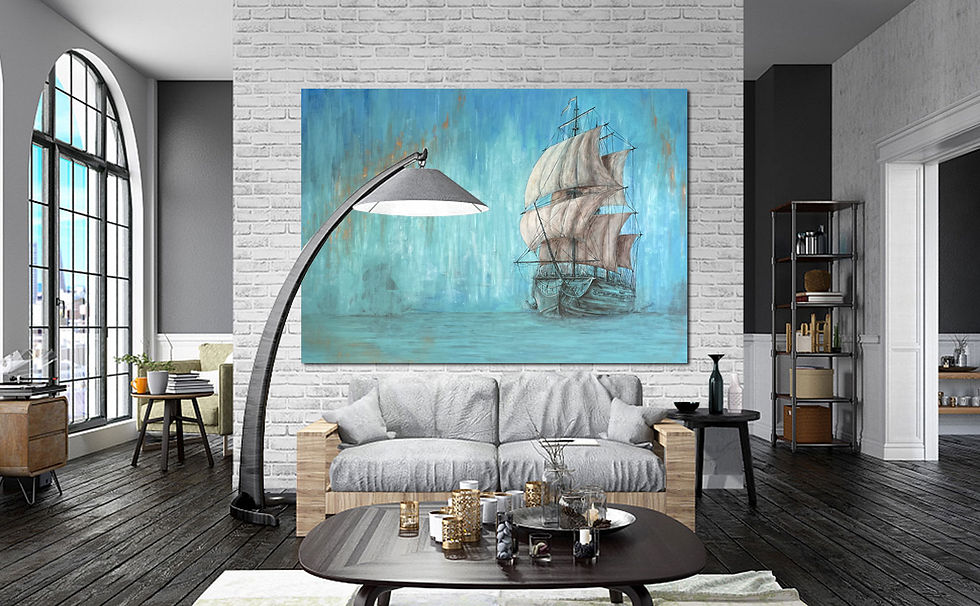 Thumbnail: 18th Century Frigate - Abstract Art 'Tall Sailing Ships' (140x110cm)