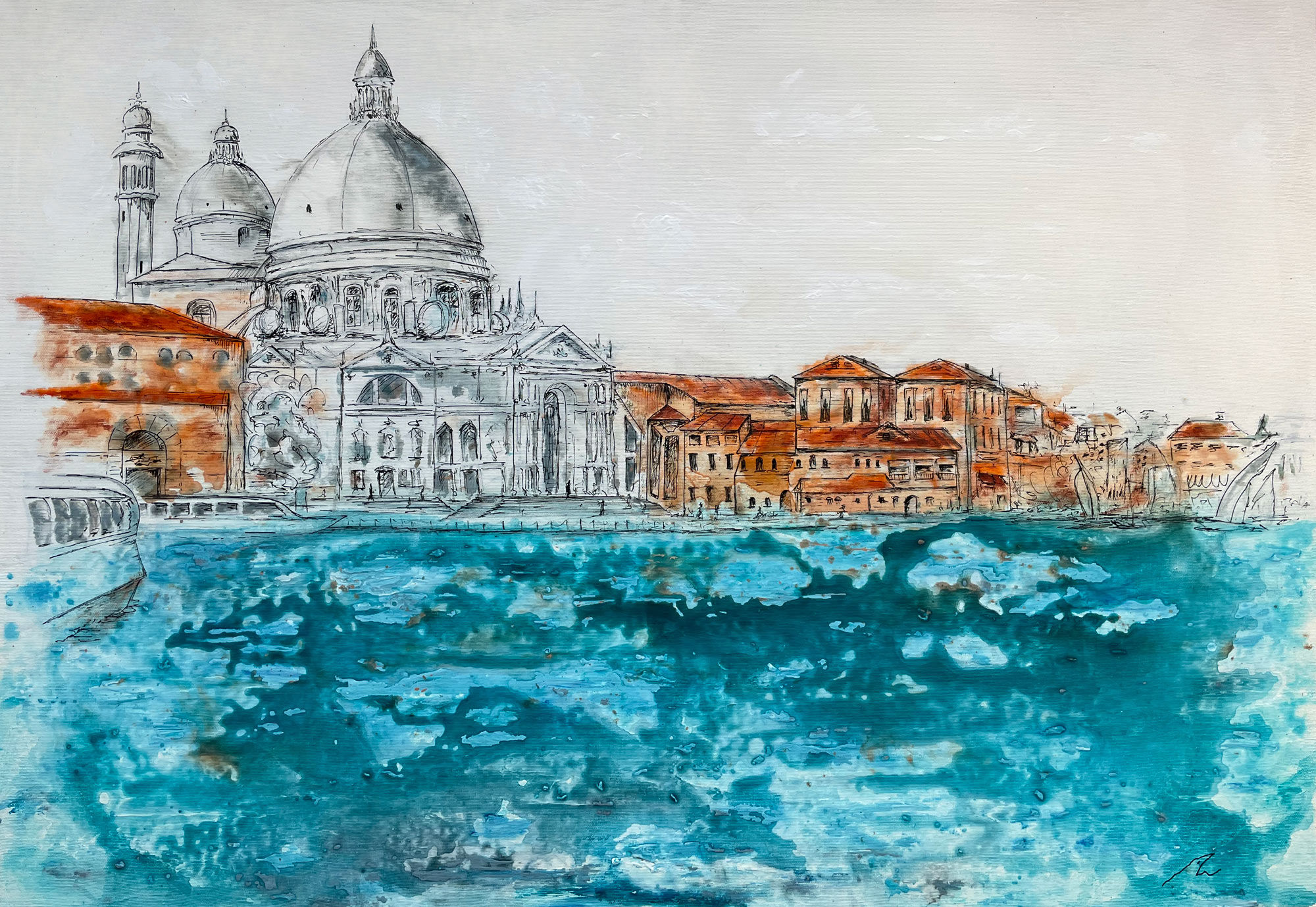 Venice - Modern Art - Mixed Media - 100x70cm