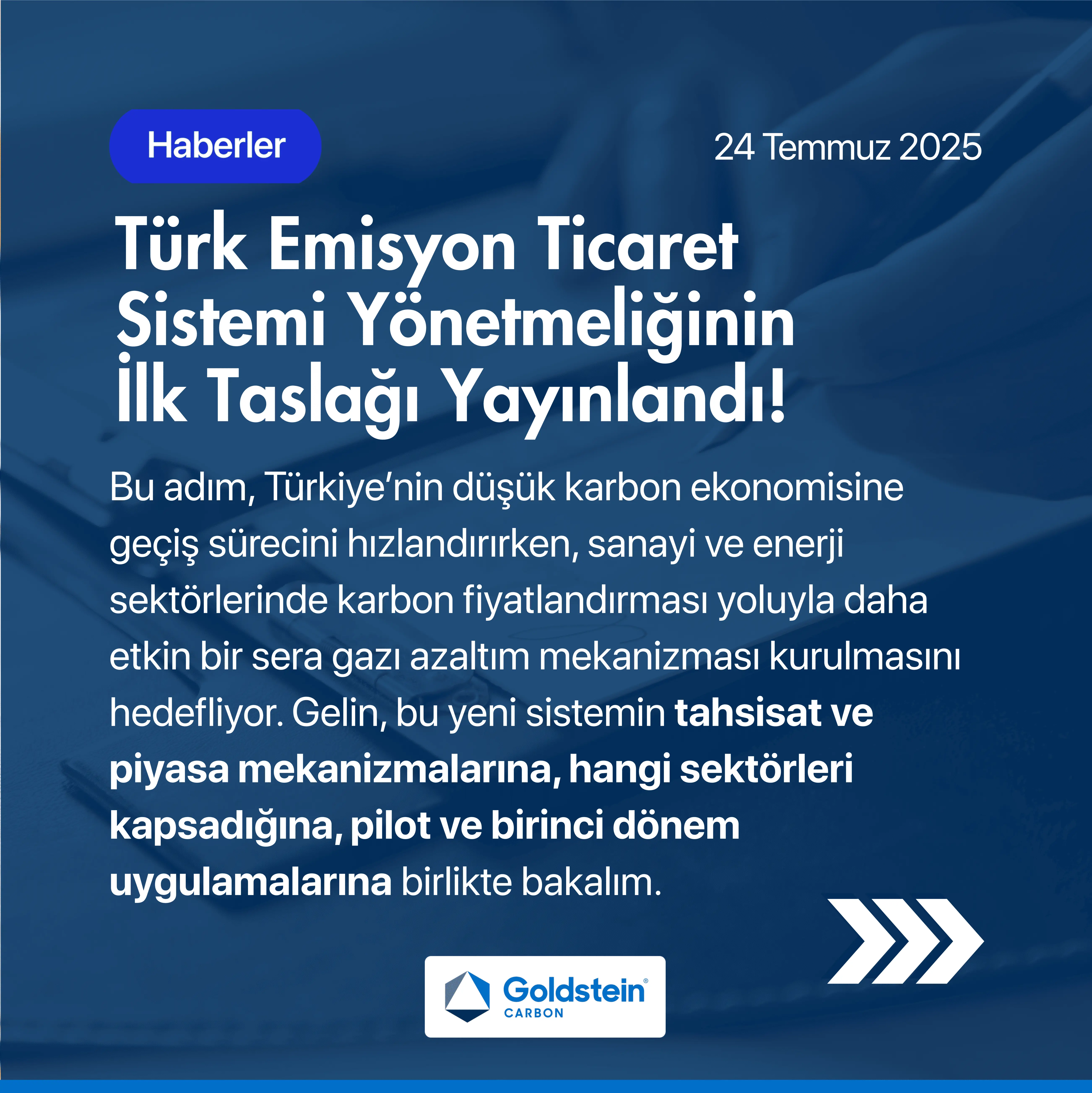 Visuel d’annonce du projet de règlement ETS de la Turquie en date du 24 juillet 2025.