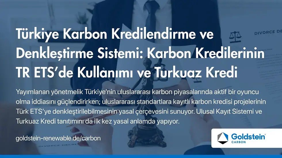 Türkisches Kohlenstoffgutschriften- und Ausgleichssystem: Turkuaz-Kredit und Nutzung von Kohlenstoffgutschriften im ETS