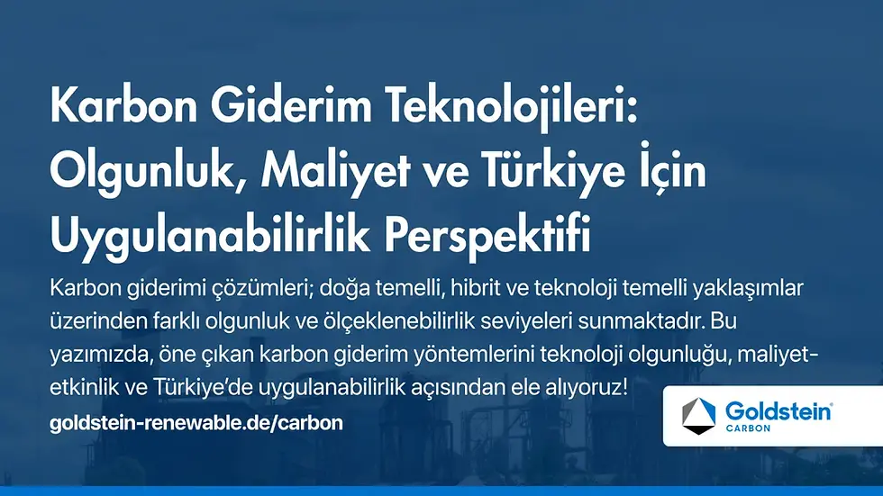Technologien zur CO₂-Entfernung: Reife, Kosten und Anwendbarkeitsperspektive für die Türkei