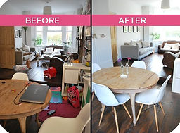 before and after photos of decluttering a home