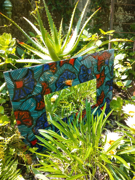 Interprétation en mosaïque du tissu wax Fleurs de mariage