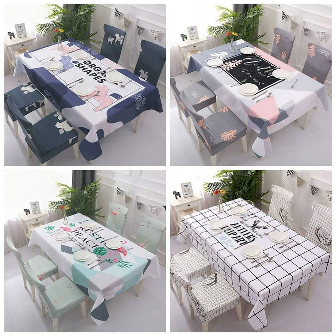 Waterproof Table Cloth Taplak Alas Meja Sarung Kerusi Makan Kitchen Dinning