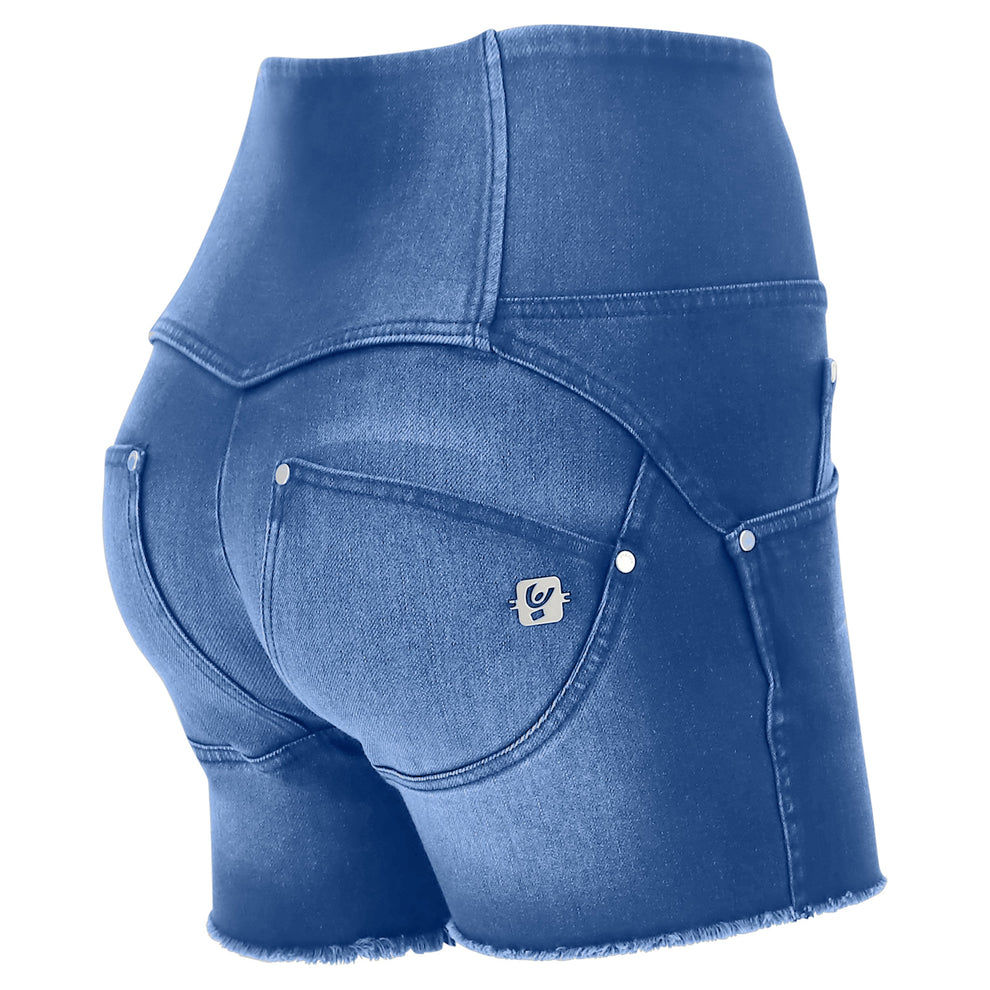 Clear seam woven real pockets High waist Denim shorts 