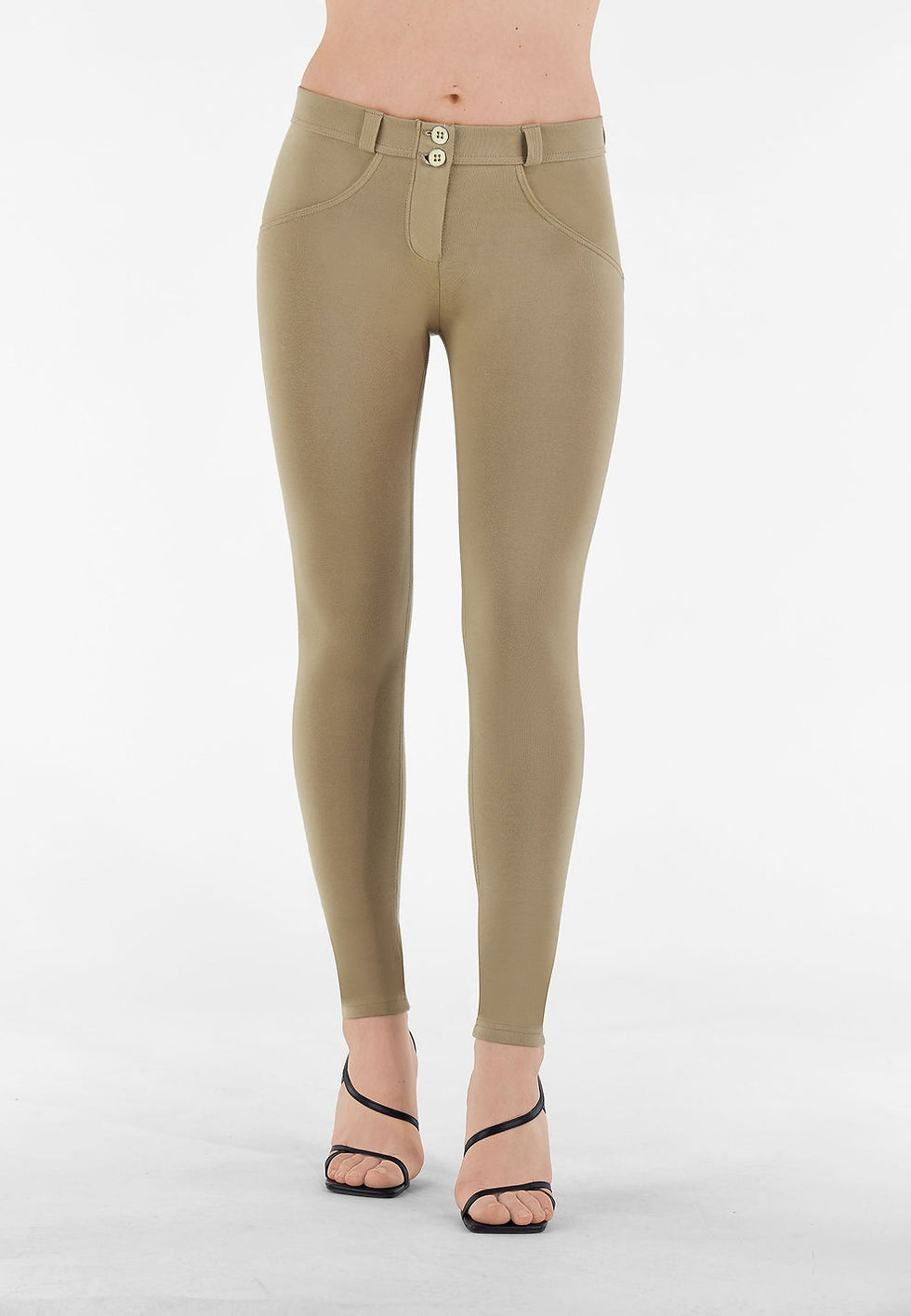Thumbnail: Olive cotton Regular rise pants 