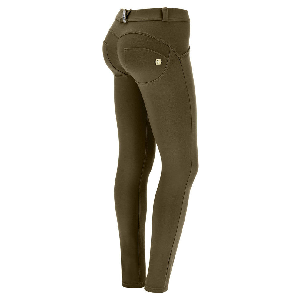 Dark olive cotton Regular rise pants 
