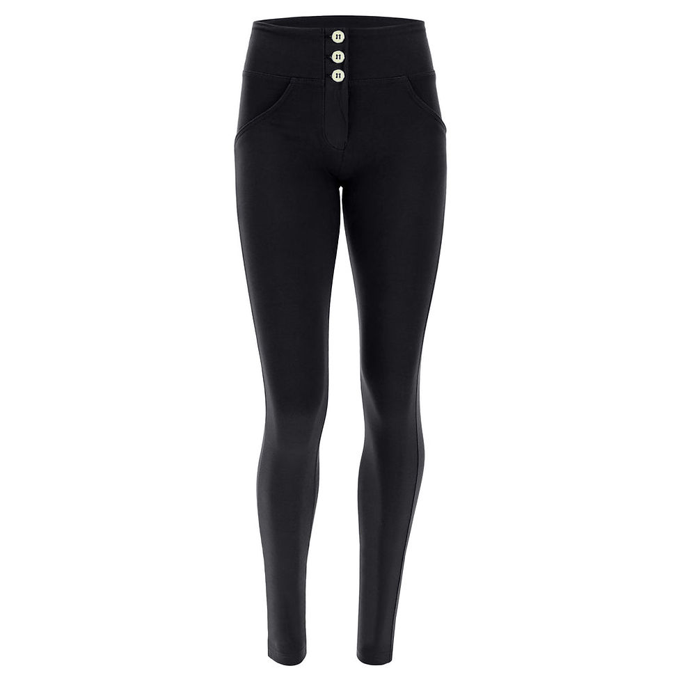 Thumbnail: Black cotton Midwaist button-up pants 