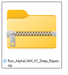 The downloaded ZIP file - Run_AlphaCAM_VC_Deep_Repair.zip