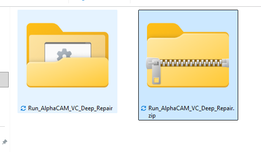The extracted folder next to the ZIP file
