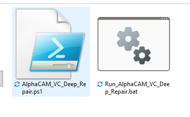 Inside the folder: AlphaCAM_VC_Deep_Repair.ps1 and Run_AlphaCAM_VC_Deep_Repair.bat