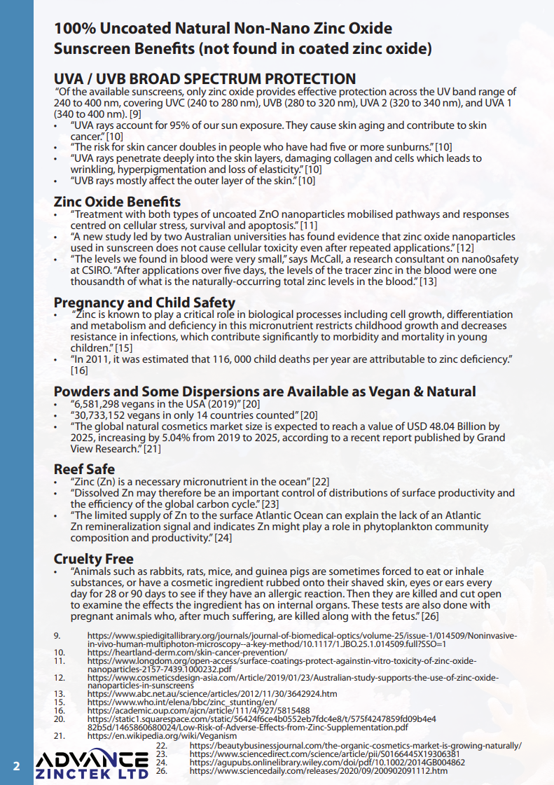 ZinClear® UVA/UVB protection – vegan, reef safe, cruelty free
