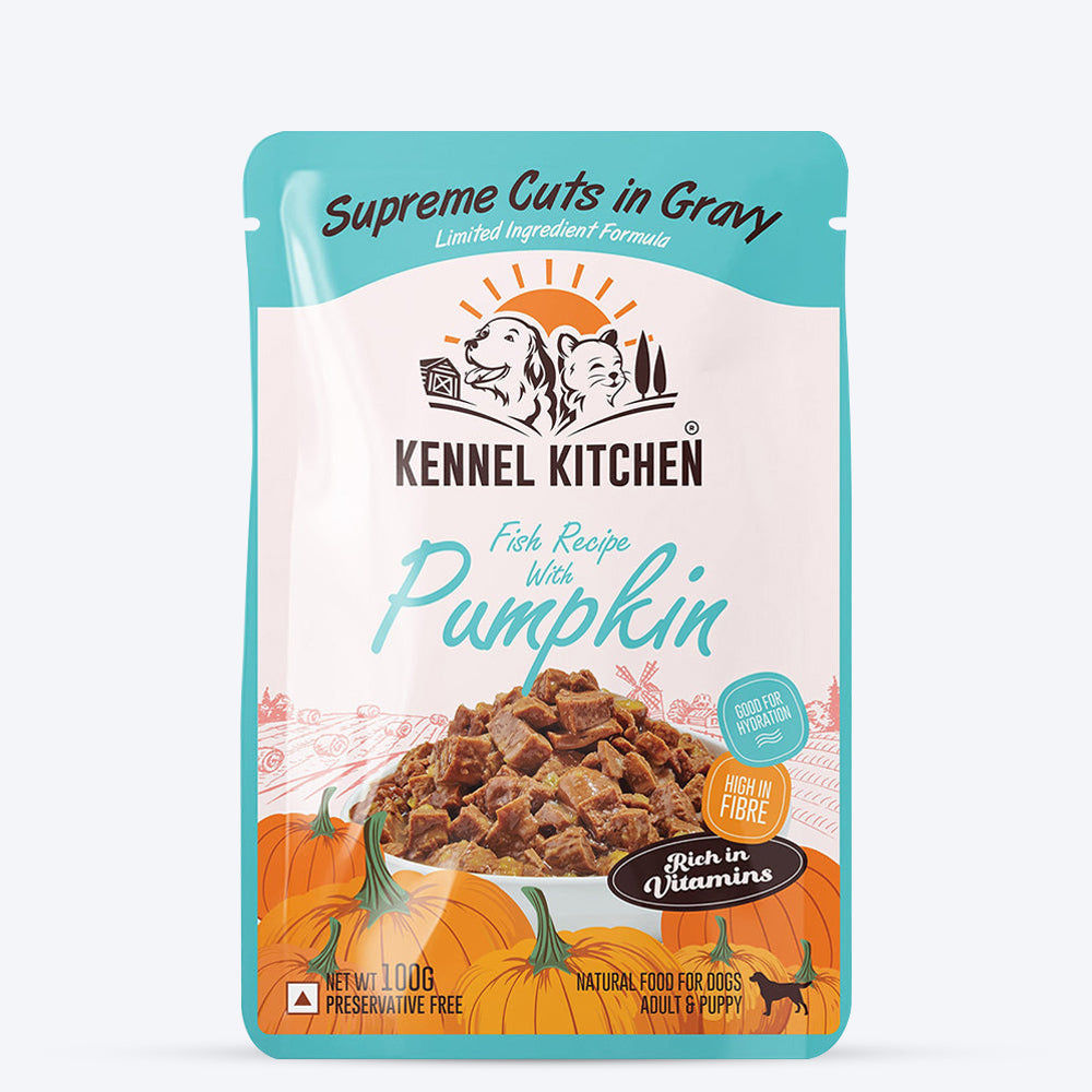 Kennel Kitchen Fish with Pumpkin Supreme Cuts In Gravy Wet Dog Food - 100g
