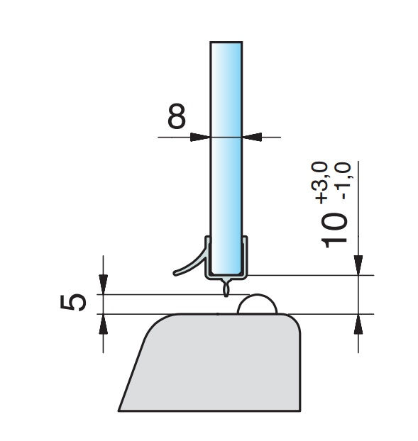 Miniatúra: Dusch-Türdichtung mit kurzer Abtropfleiste und kurzer Lippe, Art. Nr. 8879