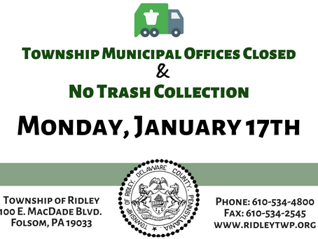 No Trash Collection - MLK Jr. Day 1/17