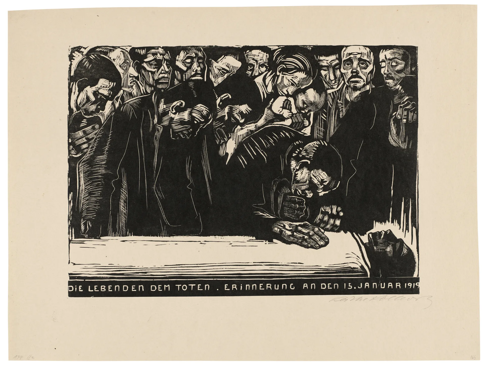 Bức "In Memoriam Karl Liebknecht" năm 1920 của Käthe Kollwitz.