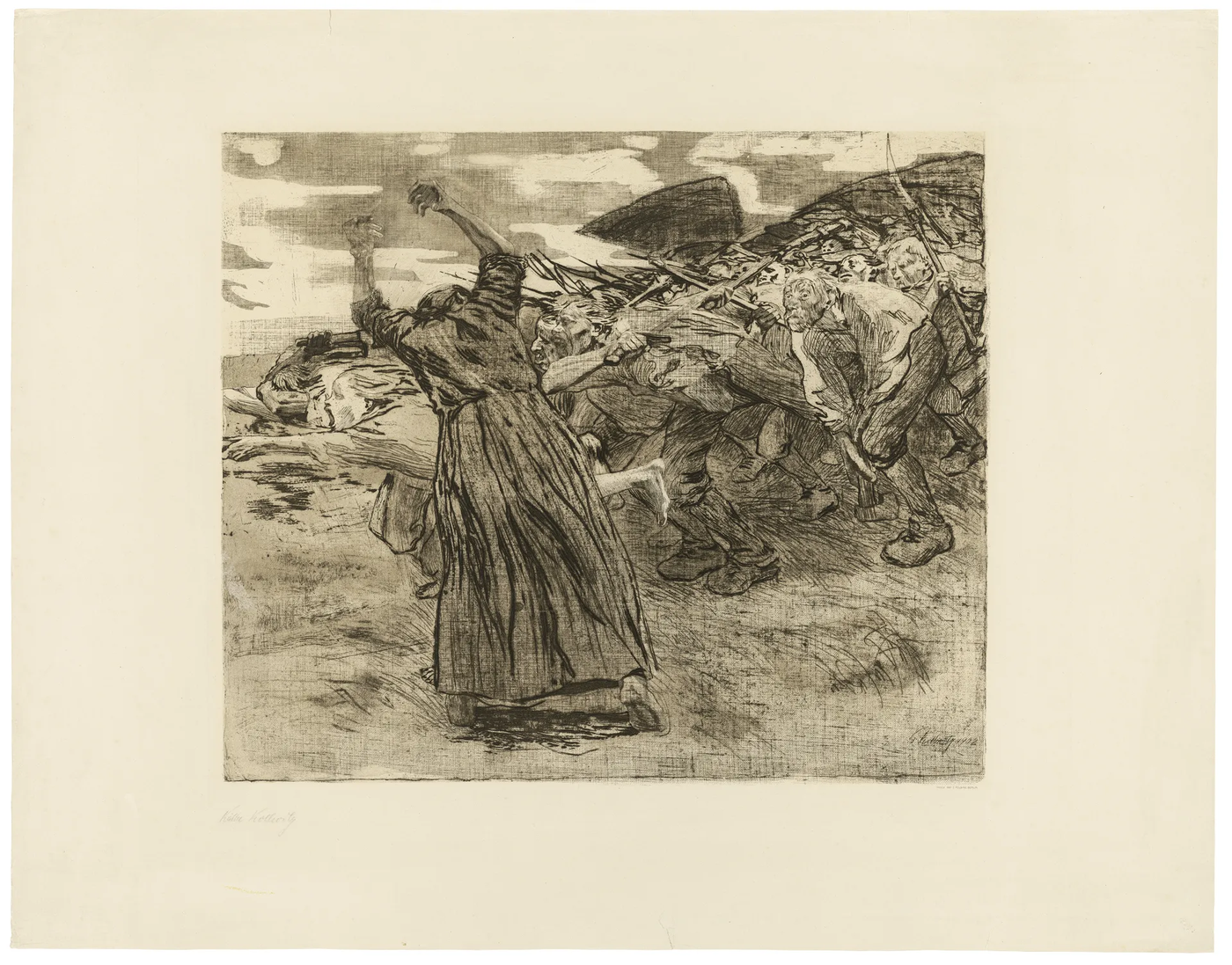 Bức "Charge" năm 1902/03, từ tuyển tập “Peasants War” năm 1901–08 của Käthe Kollwitz.