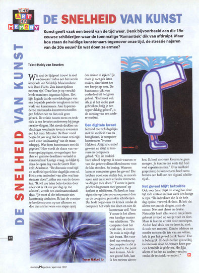 Art interview 1997 / april-mei magazineMemory met Yvonne Hakkert