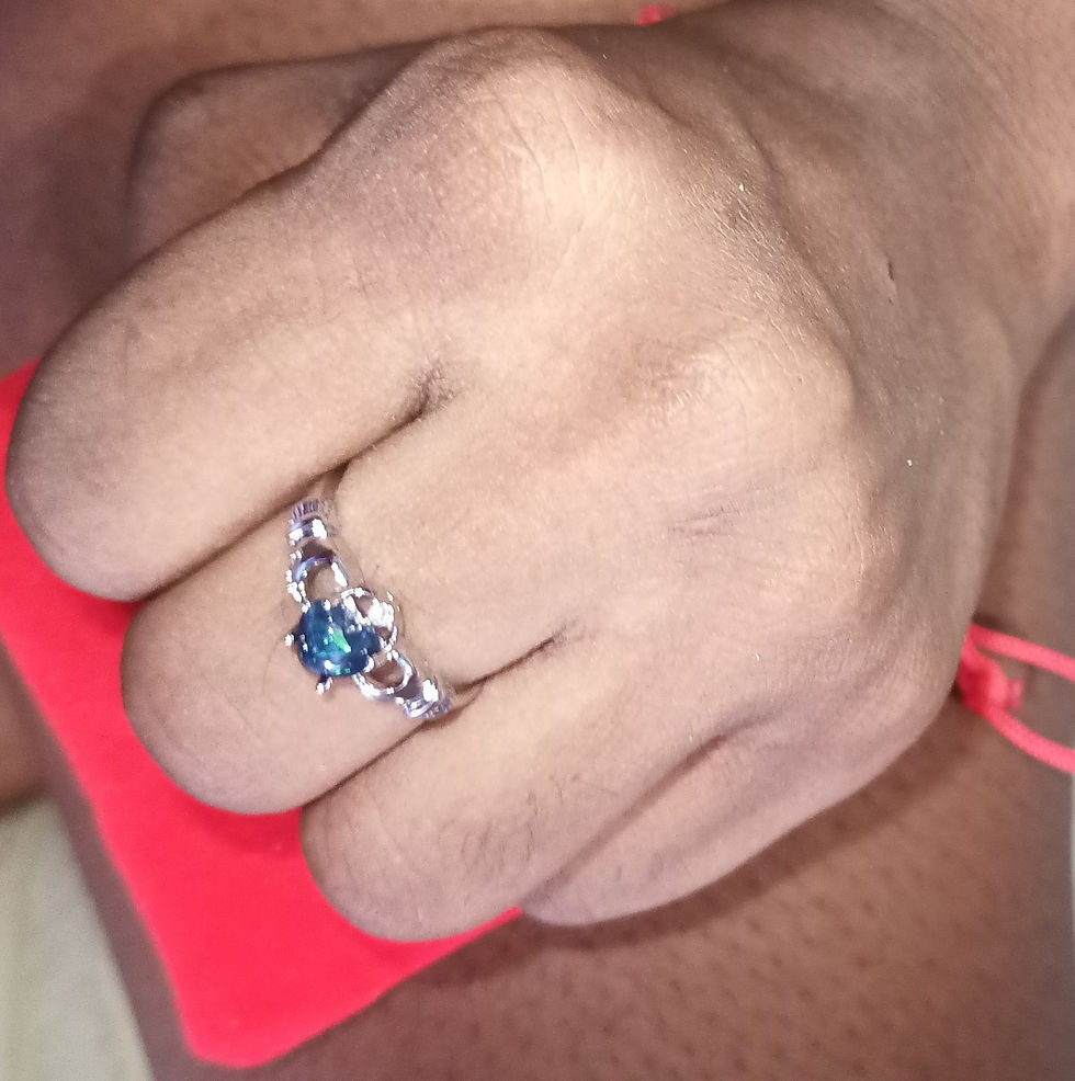 Thumbnail: Black Angel Rainbow Opal Sterling Silver Ring