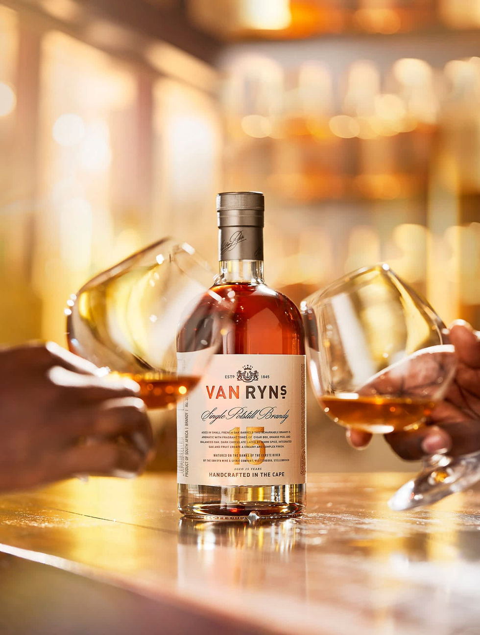 a bottle of van ryns single distilled brandy