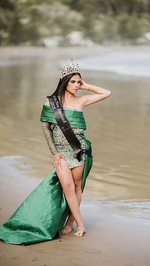 The Pageant Wardrobe emerald cascade dress