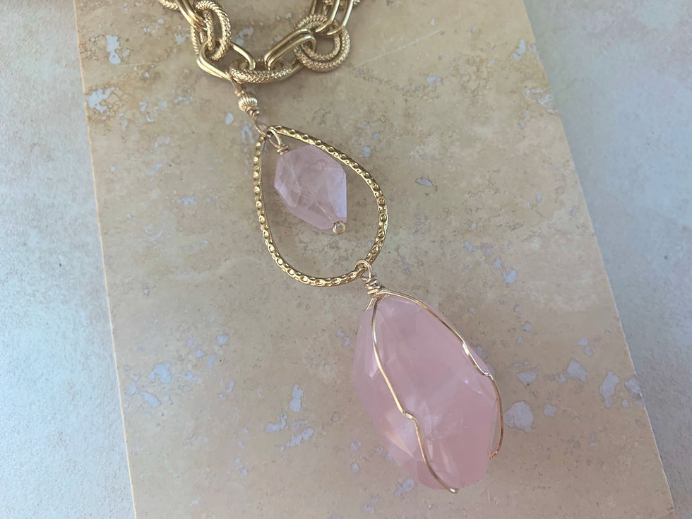 Thumbnail: Faceted Rose Quartz Necklace