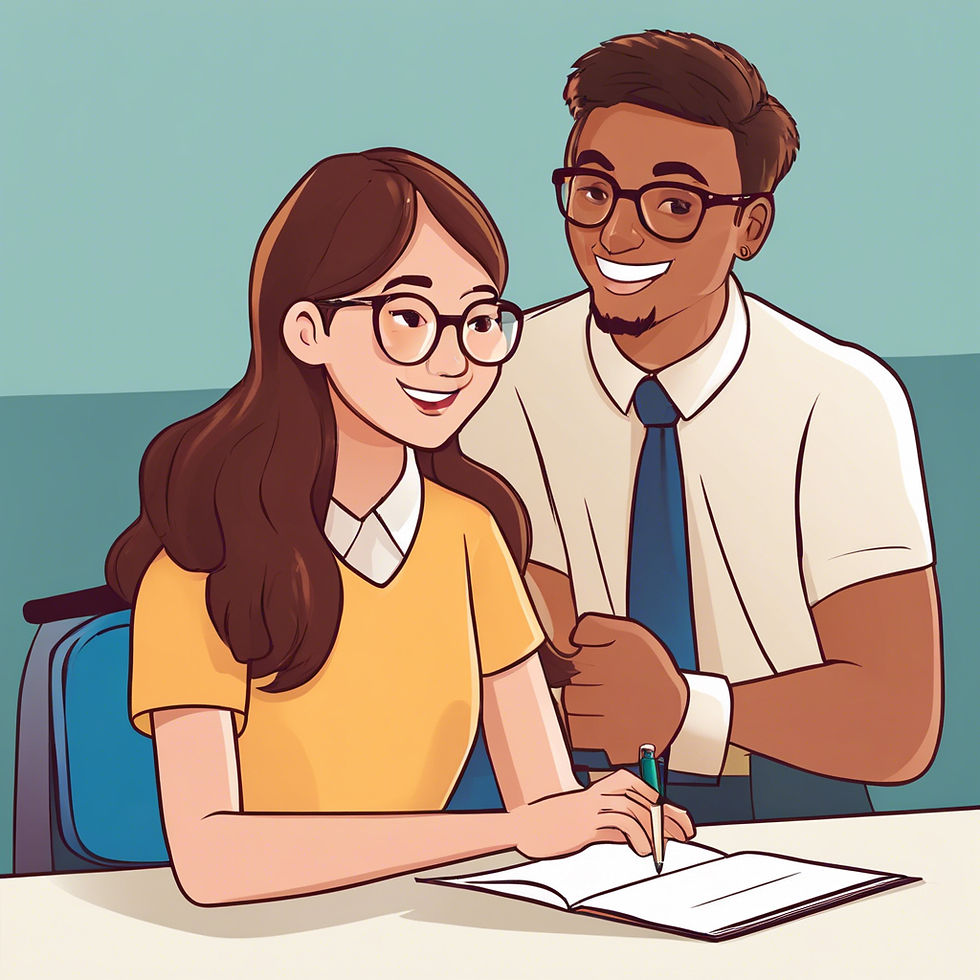 Teacher giving feedback to a student