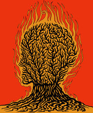 pien, pien van meegan, single art, single cover art, single cover artist, witch burning, burnt at the stake, witch, burning head, burning head made of wood, wickerman, wickerperson, witch trial, witch hunt