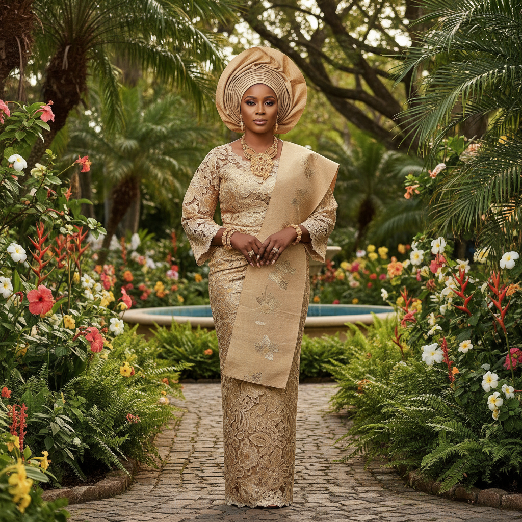 The Modern Glow: Gold Iro and Buba With Gele and Ipele Ensemble