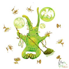 hippie alien blows bubbles