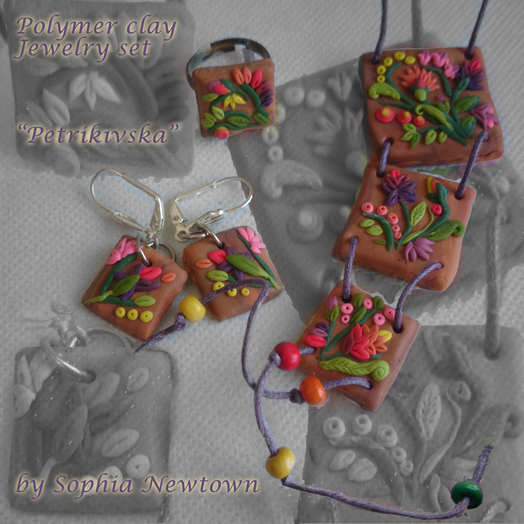 Petrikivska inspired jewelry set