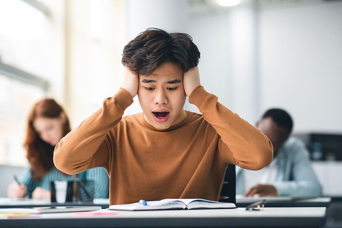 Student freaking out during studying