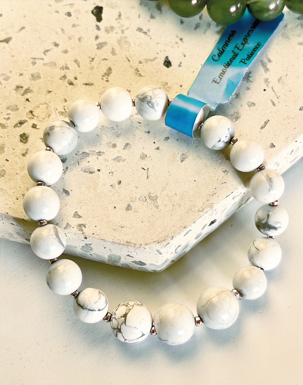 Thumbnail: Howlite Bracelet 10mm with metal mini beads spacers