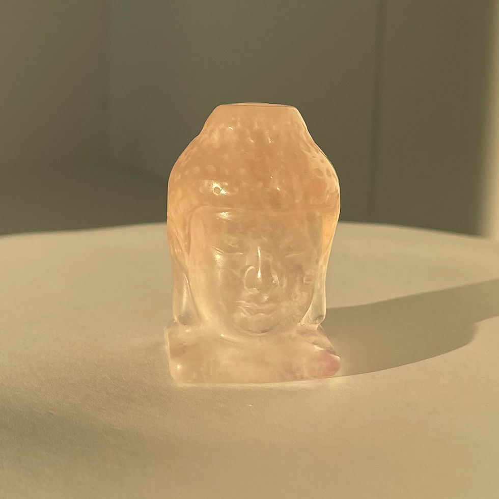 Light see through purple natural fluorite crystal buddha head carving