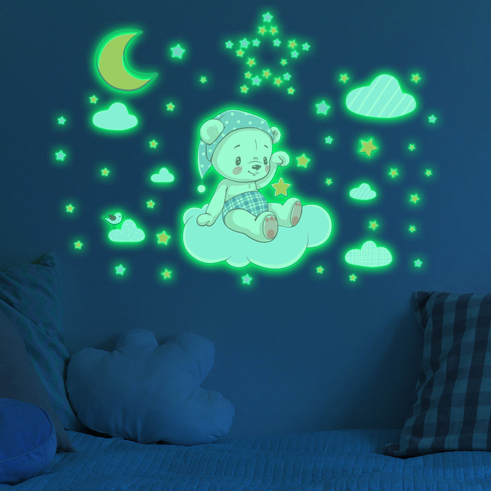 Adesivos Luminosos Ursinho, Lua e Nuvens