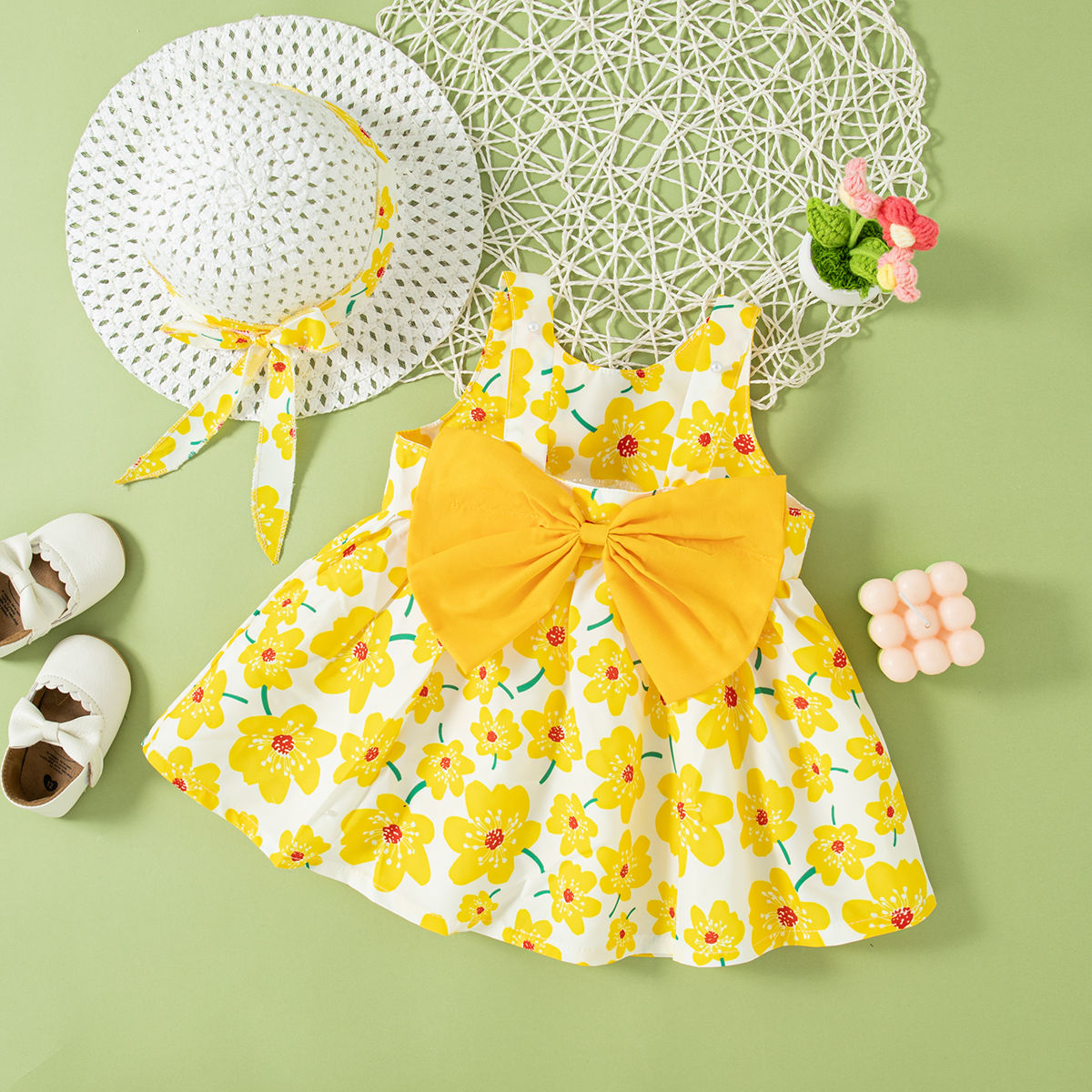 Vestido Bebê Floral Verão com Chapéu | Conjunto Praia Encantador 🌸