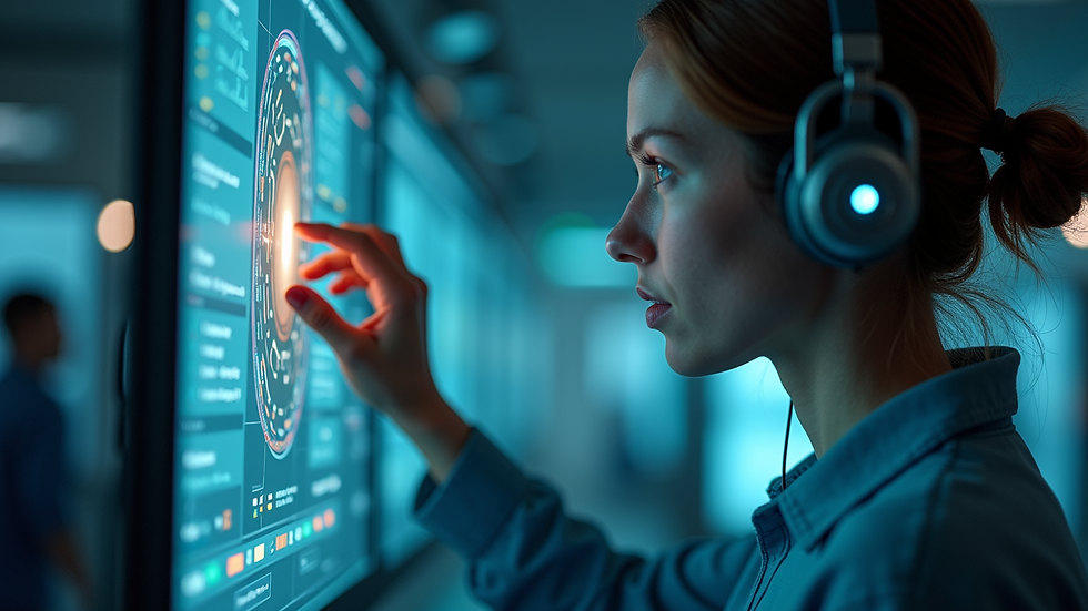 Eye-level view of a person interacting with a BCI device