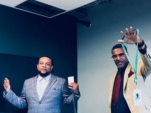 Co-founders Eugene Reed and Gary Fortson standing together in their original Apple Developer Academy office space, marking a full-circle moment for G2MDA after being spotlighted by Apple MSU.