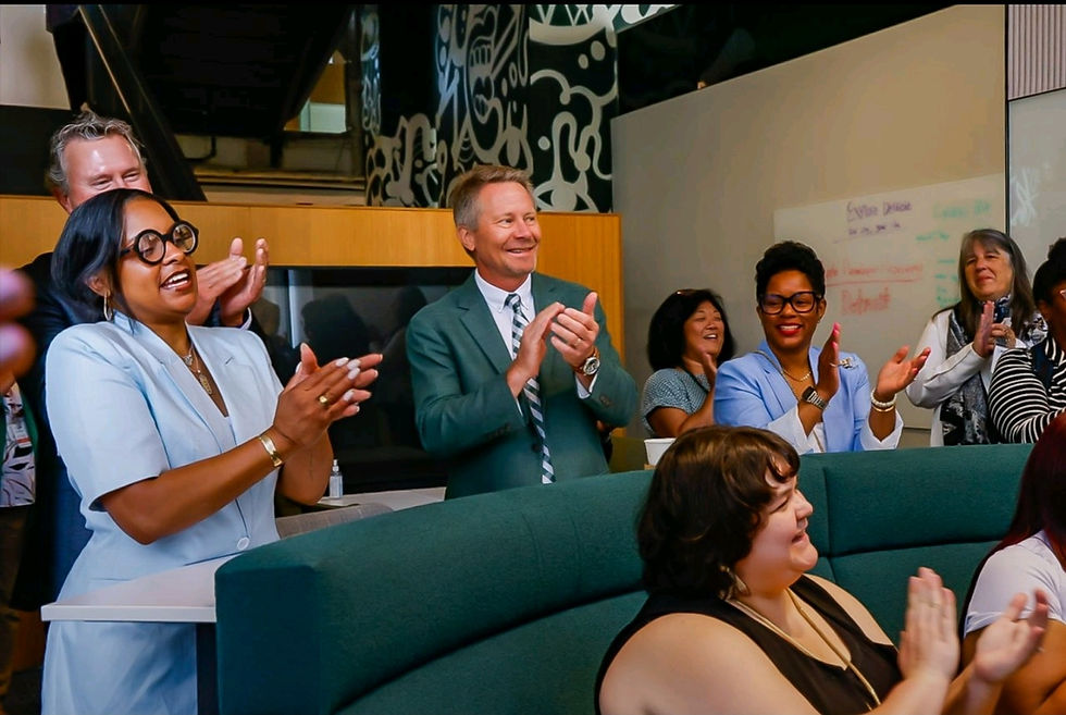 The President of Michigan State University, Apple Developer Academy leaders, and attendees applauding G2MDA’s presentation, honoring the company’s growth and innovation beyond the academy.