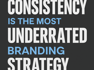 Bold digital graphic design with the words 'Consistency is Key' centered in strong capital letters. The background features minimalistic shapes and clean lines, emphasizing focus and repetition in branding."