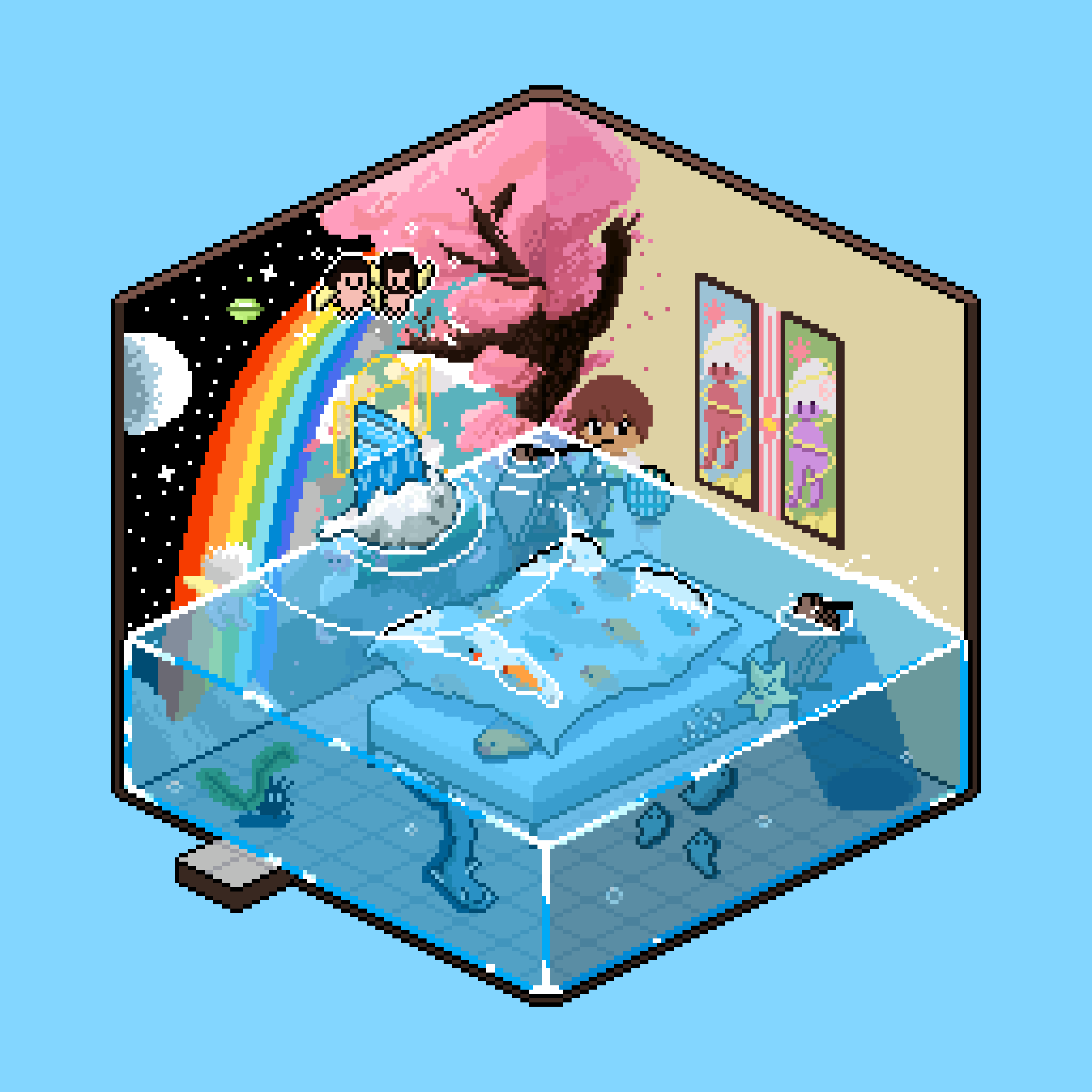 Isometric room with wave