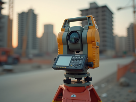 Eye-level view of acoustic measurement device in a construction site