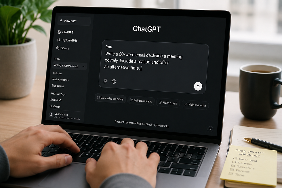An AI prompt is the instruction, question, or request you give an AI tool to tell it what you want it to do.