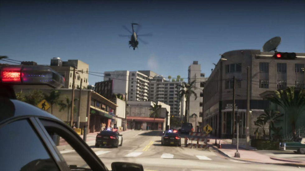 Police helicopter over Vice City in GTA VI in-game footage