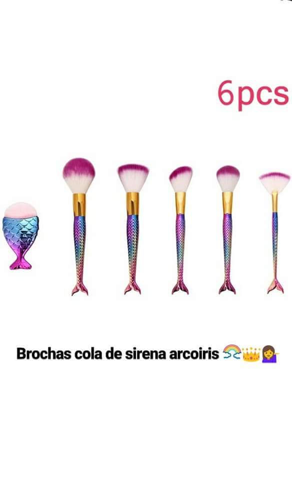 Brochas cola de Sirena Arcoiris ✨ 6 piezas