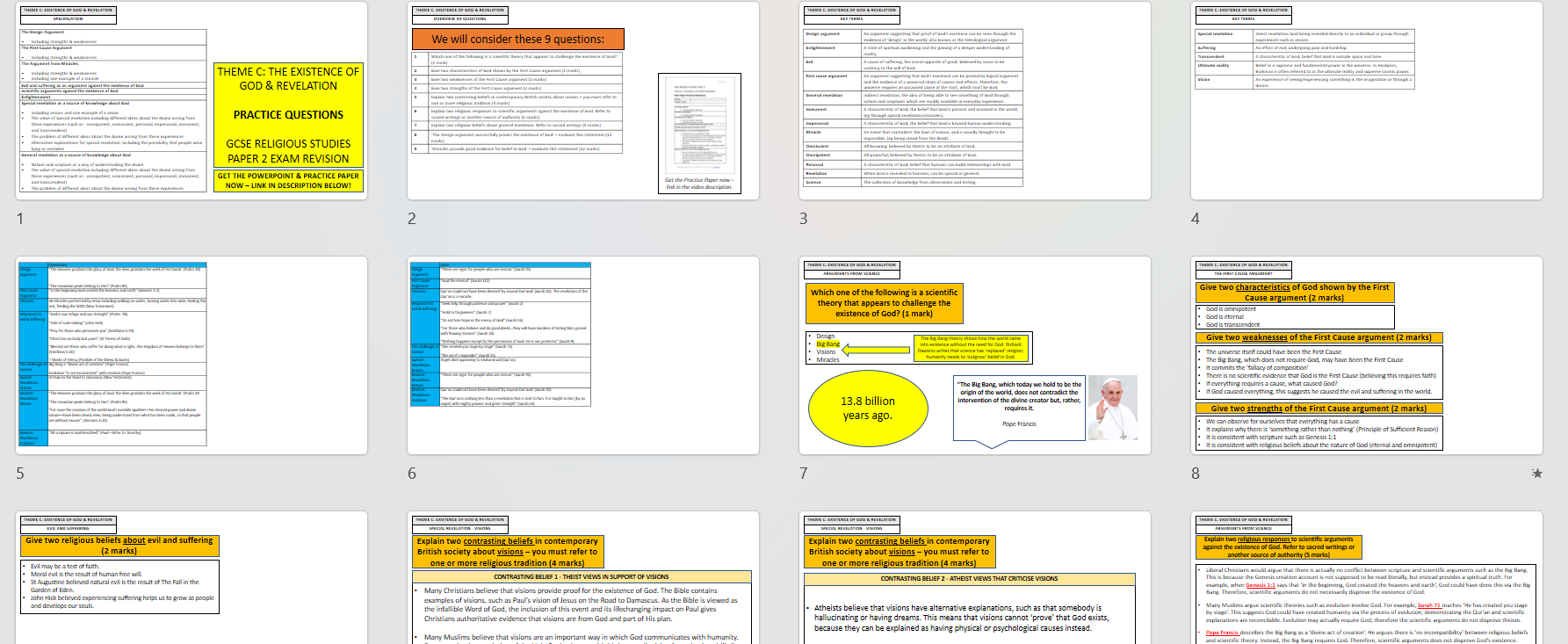 Theme C: Existence of God & Revelation - Practice Questions & PowerPoint